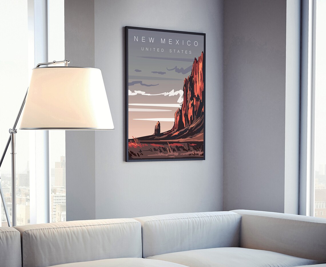 New Mexico Desert Red Rock Cliffs Retro Vintage Travel Poster Wall Art - Image 4