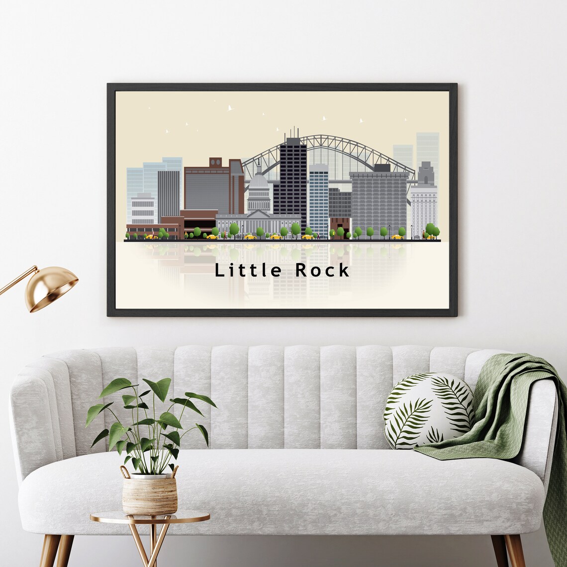 Little Rock Arkansas Modern Skyline Bridge Capitol Illustration Poster - Image 3