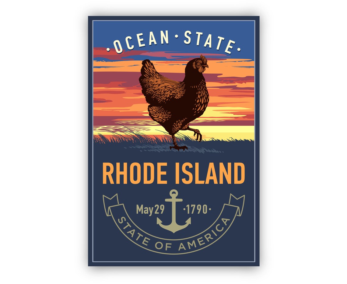Rhode Island Smallest State Sailboat Lighthouse Retro Travel Poster - Image 2