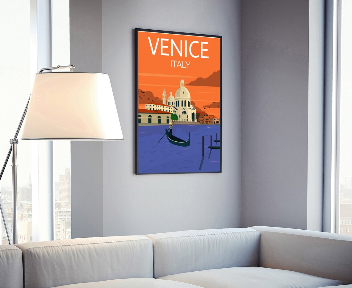 Venice Italy Grand Canal Gondola Sunset Landmark Travel Poster Art - Image 4