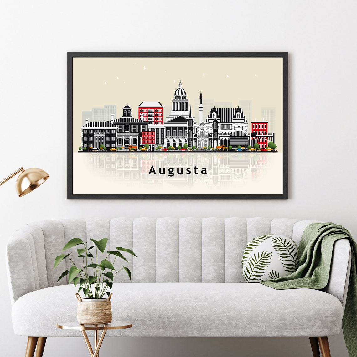 Augusta Georgia Flat Vector Skyline Reflection Cityscape Travel Poster - Image 3