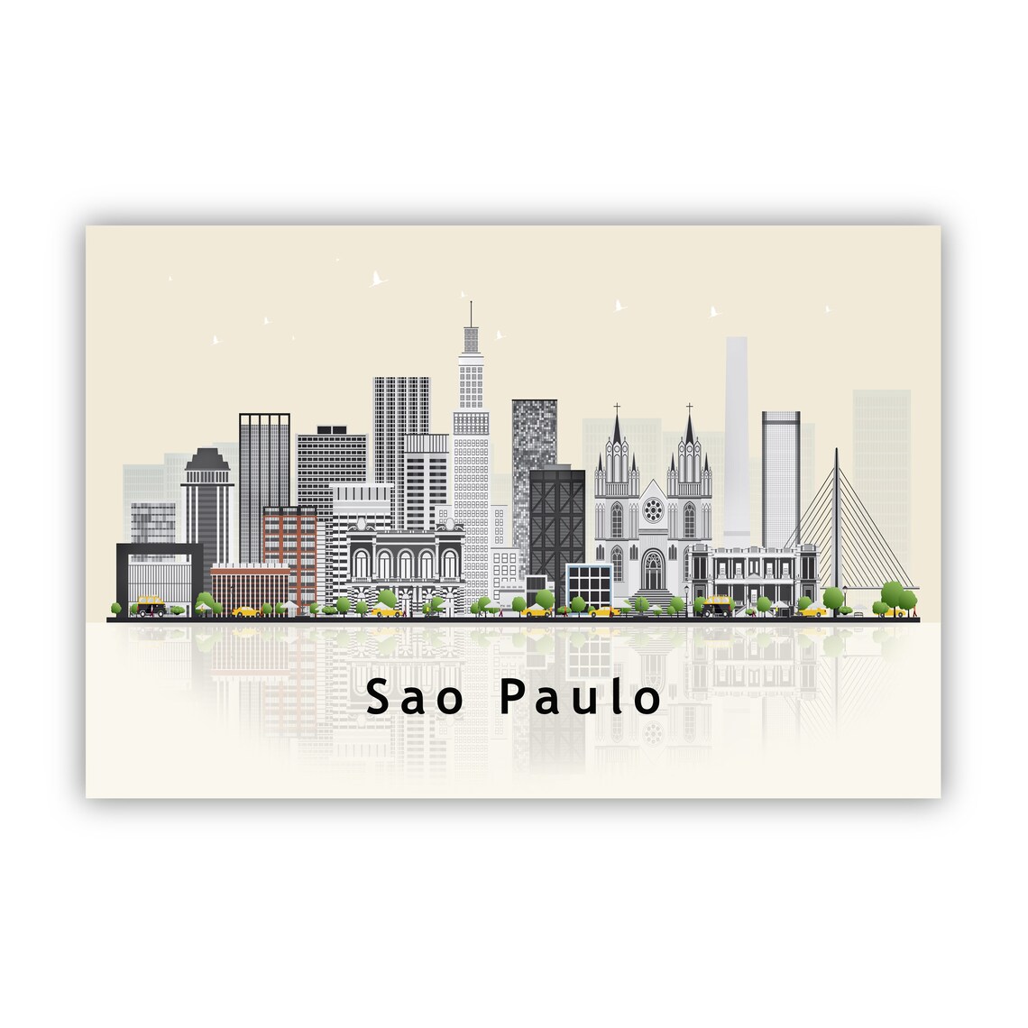 Sao Paulo Brazil Skyline Illustration Modern Cityscape Travel Poster - Image 2