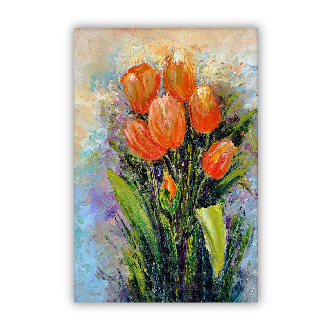 Flowers Oil Painting Flowers Still Life Poster Prints Flower Painting Prints Floral Texture Oil Painting Home Office Wall Art Decoration - Image 2