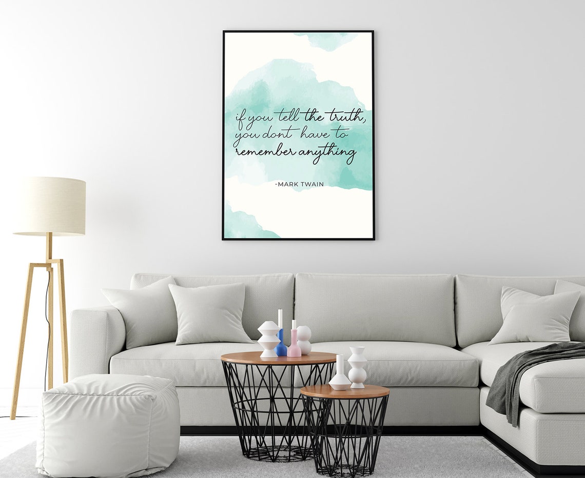 Mark Twain Truth Quote Watercolor Script Inspirational Art Poster - Image 4