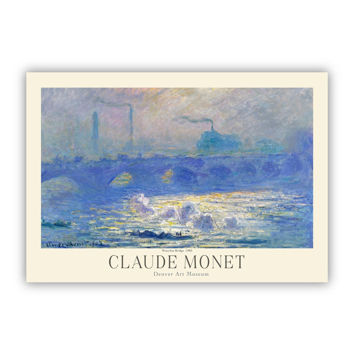 Claude Monet Waterloo Bridge London Fog Thames Vintage Art Poster - Image 2