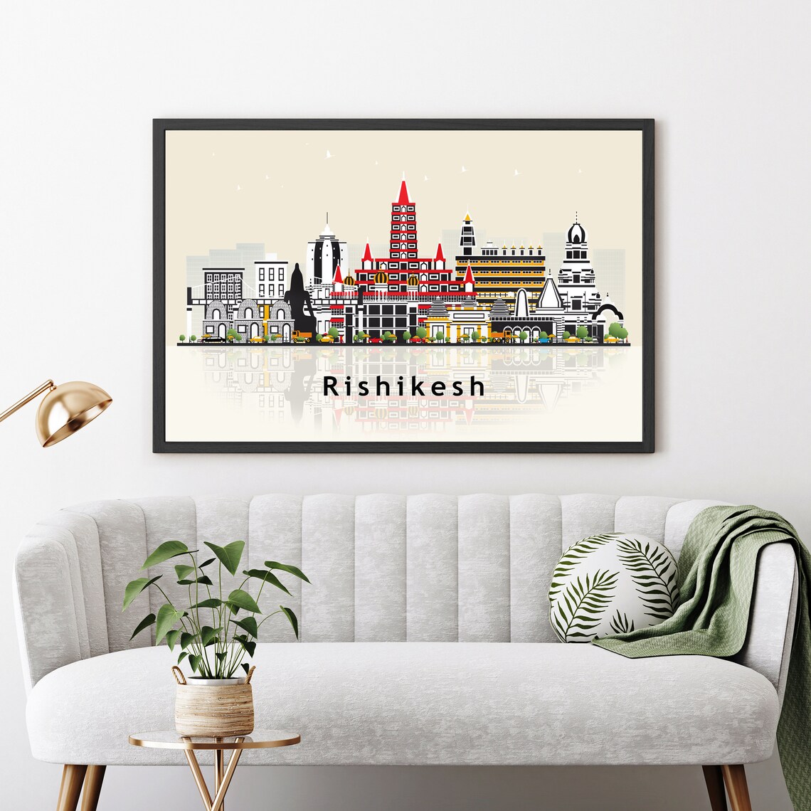 Rishikesh India Temple Skyline Illustration Landmarks Travel Poster - Image 2