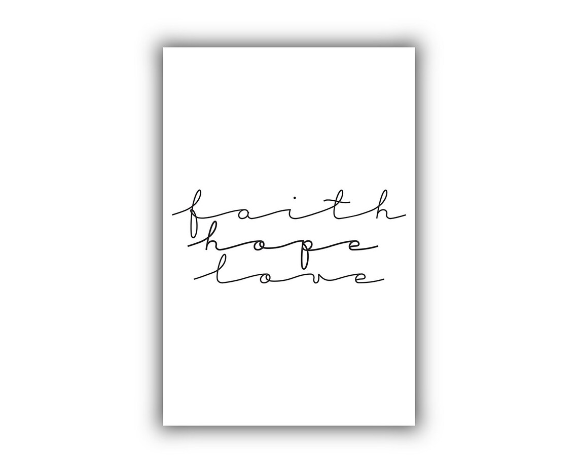 Faith Hope Love Continuous Line Script Minimalist Wall Art Poster - Image 2