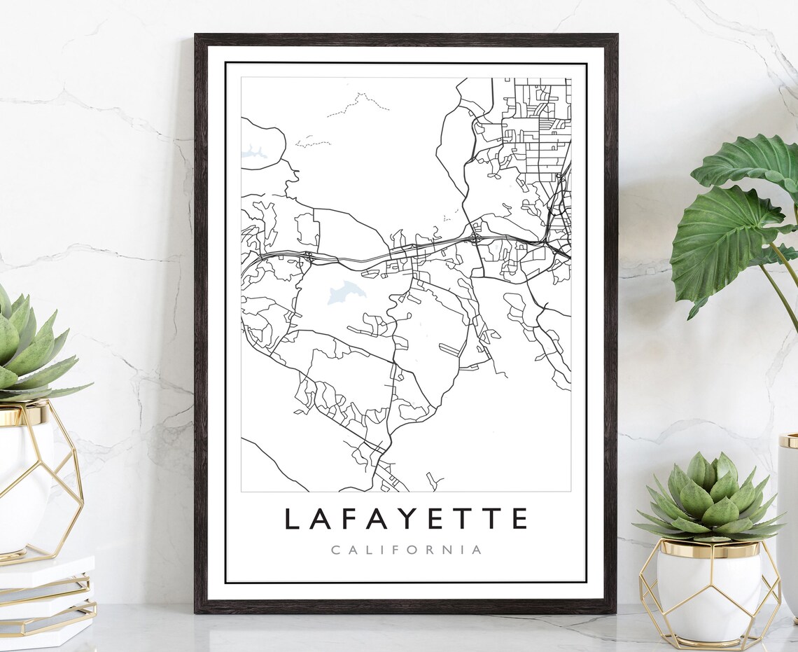Lafayette California City Street Map Minimalist Modern Travel Poster