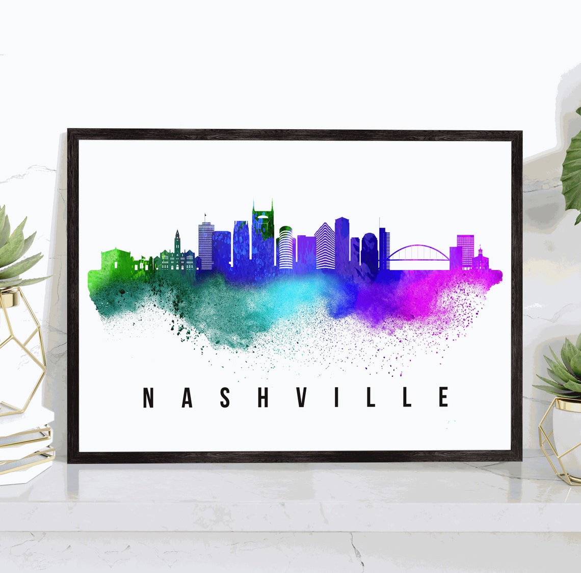Nashville Tennessee Poster Nashville Tennessee Cityscape Painting Tennessee Landmark Print Home Wall Art Office Wall Decoration