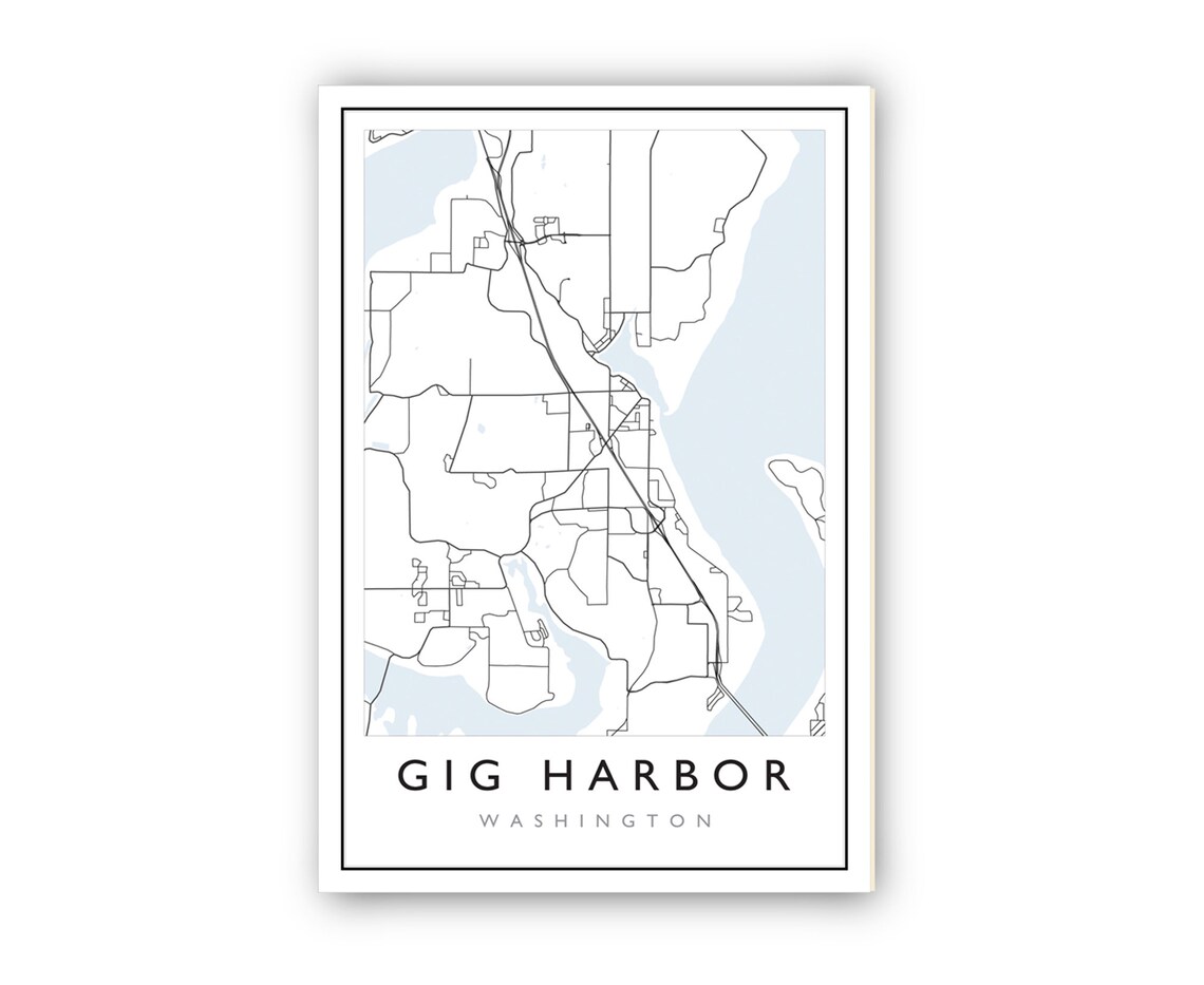 Gig Harbor Washington City Street Map Minimalist Modern Line Art Poster - Image 2