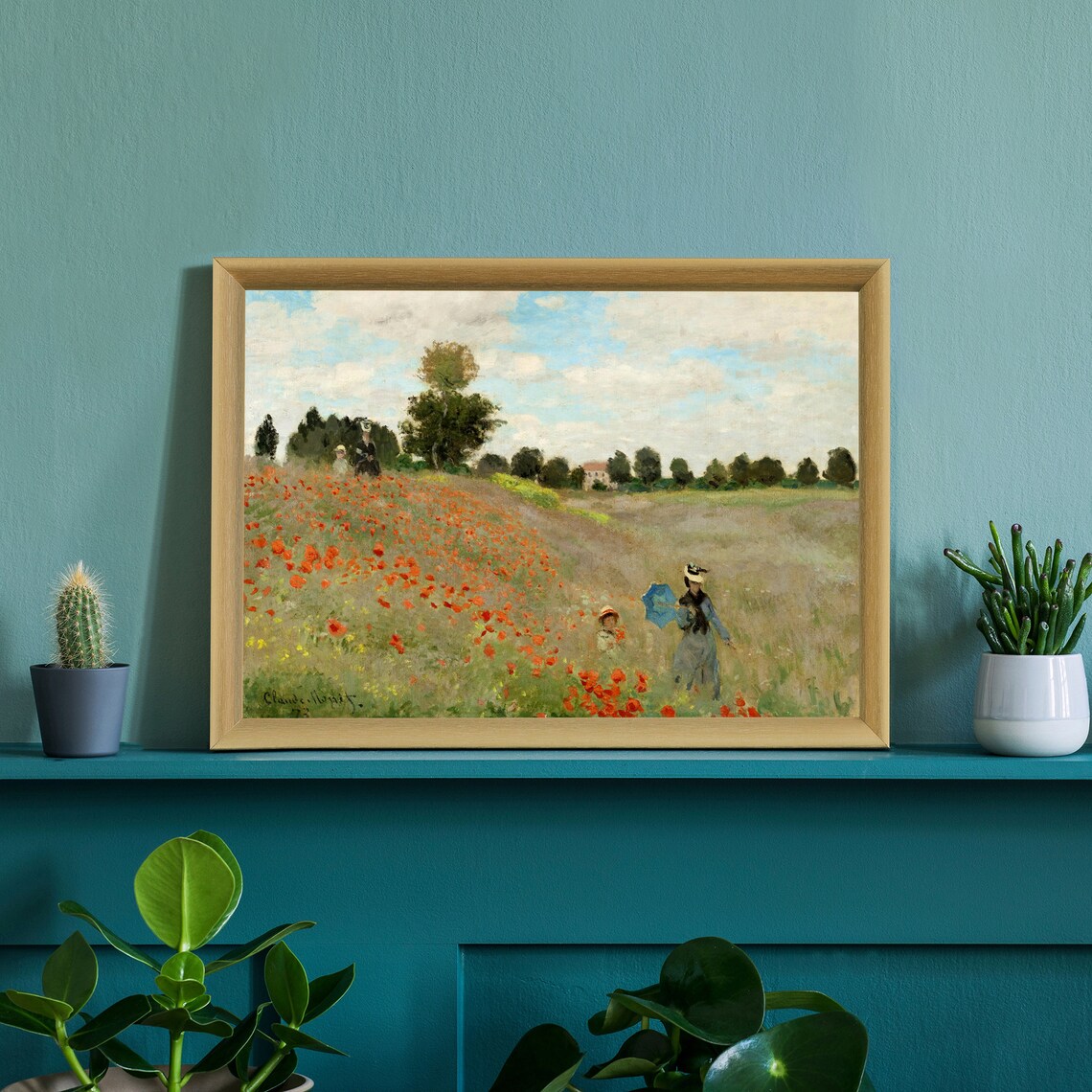 Claude Monet Poppies at Argenteuil Impressionist Red Poppy Field Art Print - Image 3