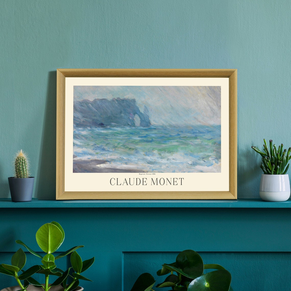 Claude Monet Etretat Rainstorm Misty Cliffs Churning Sea Art Poster - Image 3