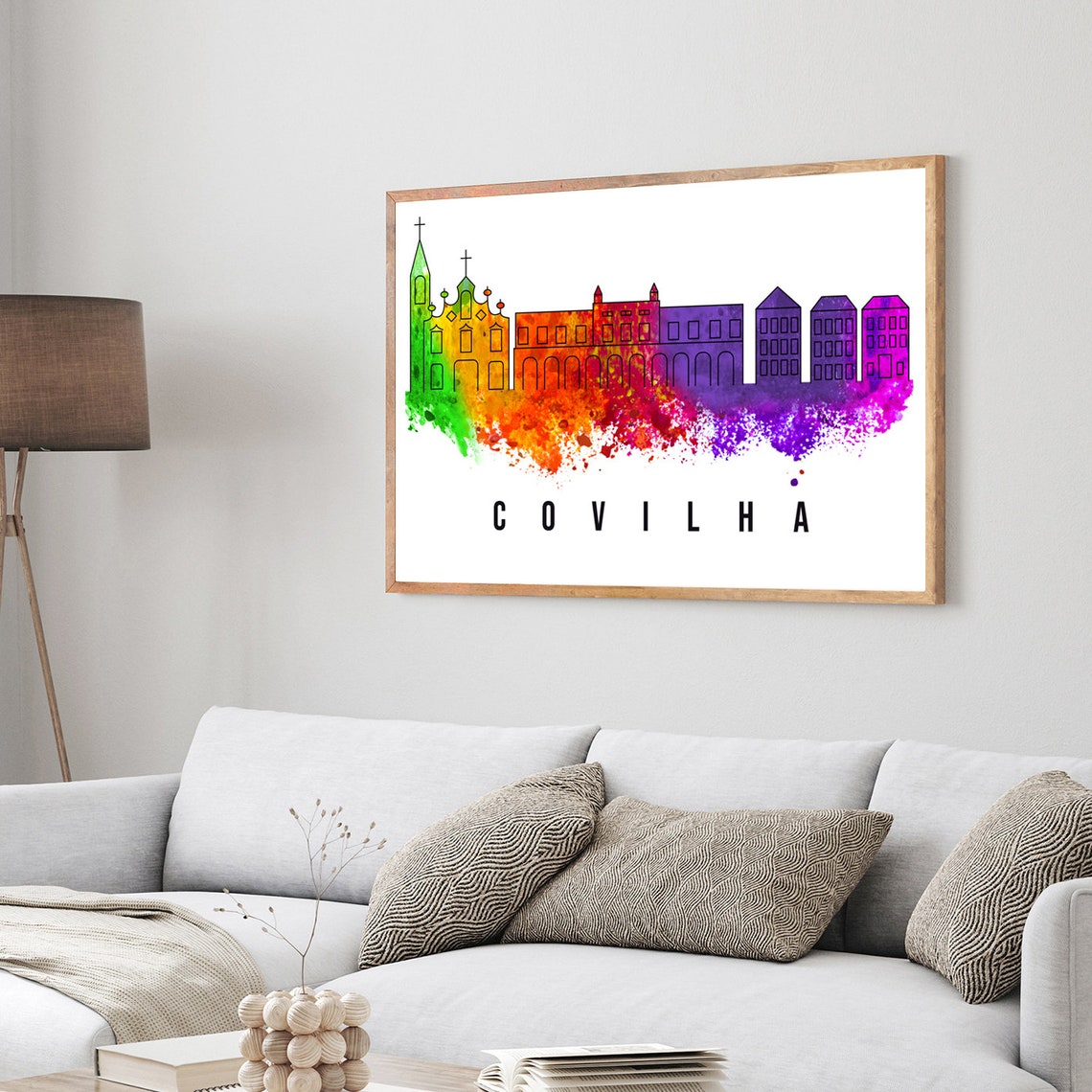 Covilha Portugal Poster Skyline Poster Cityscape Poster Portugal Landmark City Illustration Poster Home Wall Art Office Wall Art - Image 3
