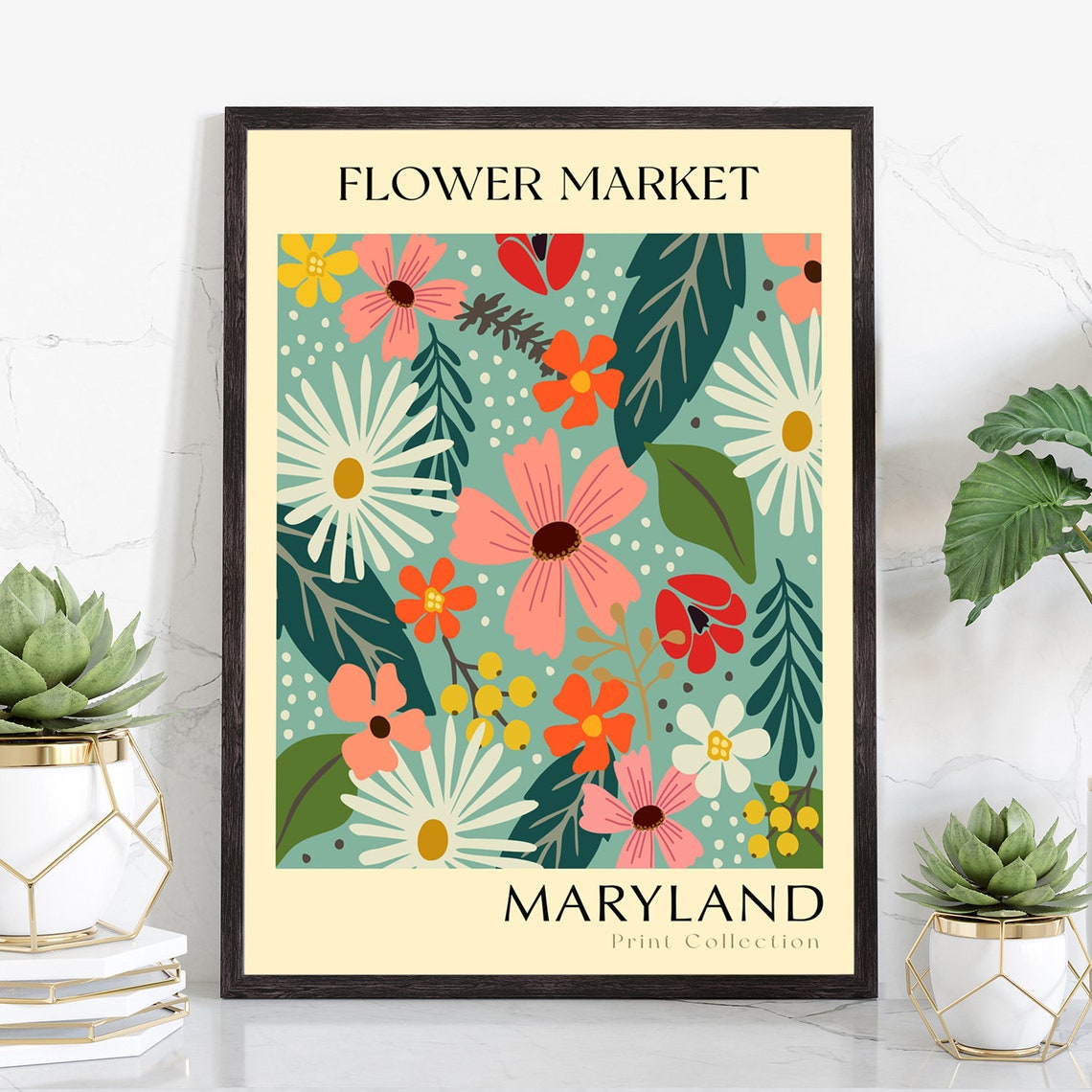 Maryland State Flower Print Usa States Poster Maryland Flower Market Poster Botanical Poster Nature Poster Artwork Boho Floral Wall Art