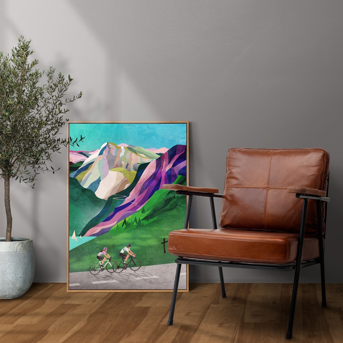 Cycling Couple Alpine Ascent Art Print - Image 4
