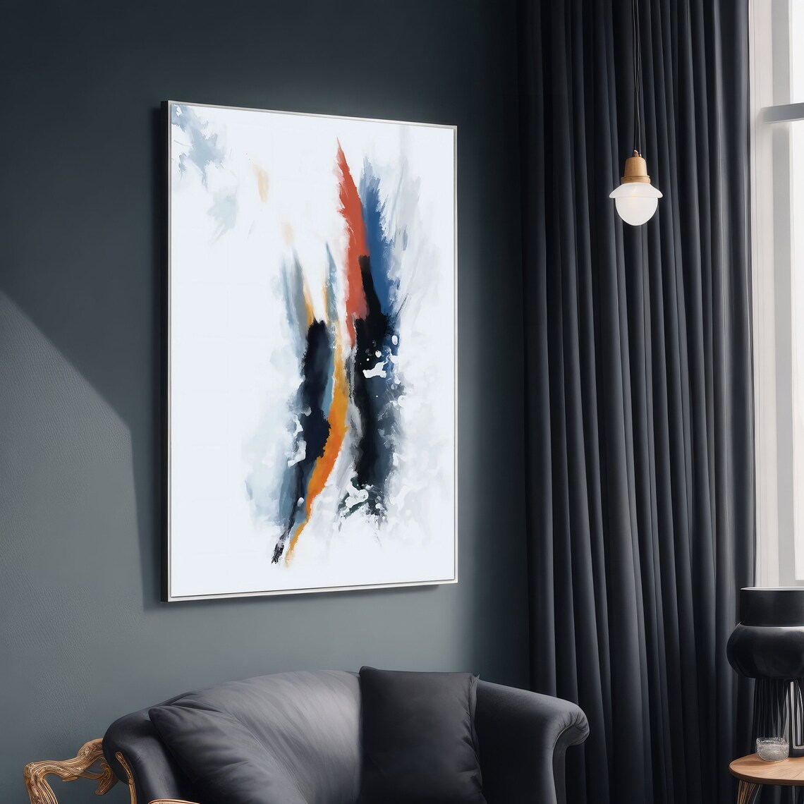 Modern Abstract Painting, Vibrant Brush Strokes
