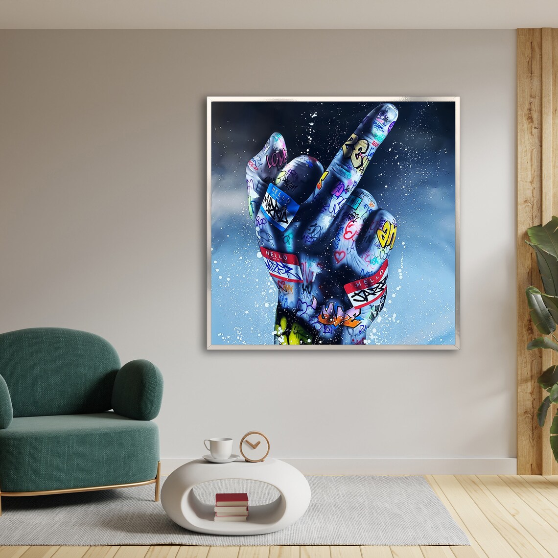 Bold Graffiti Middle Finger Gesture, Urban Decor - Image 3