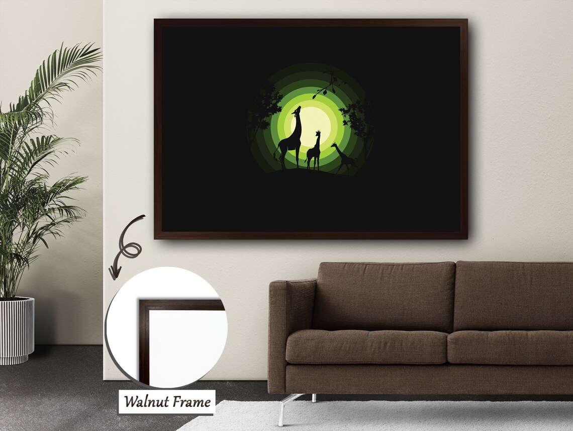 Giraffe Family Under the Green Sunshade, Contemporary Decor - Image 4