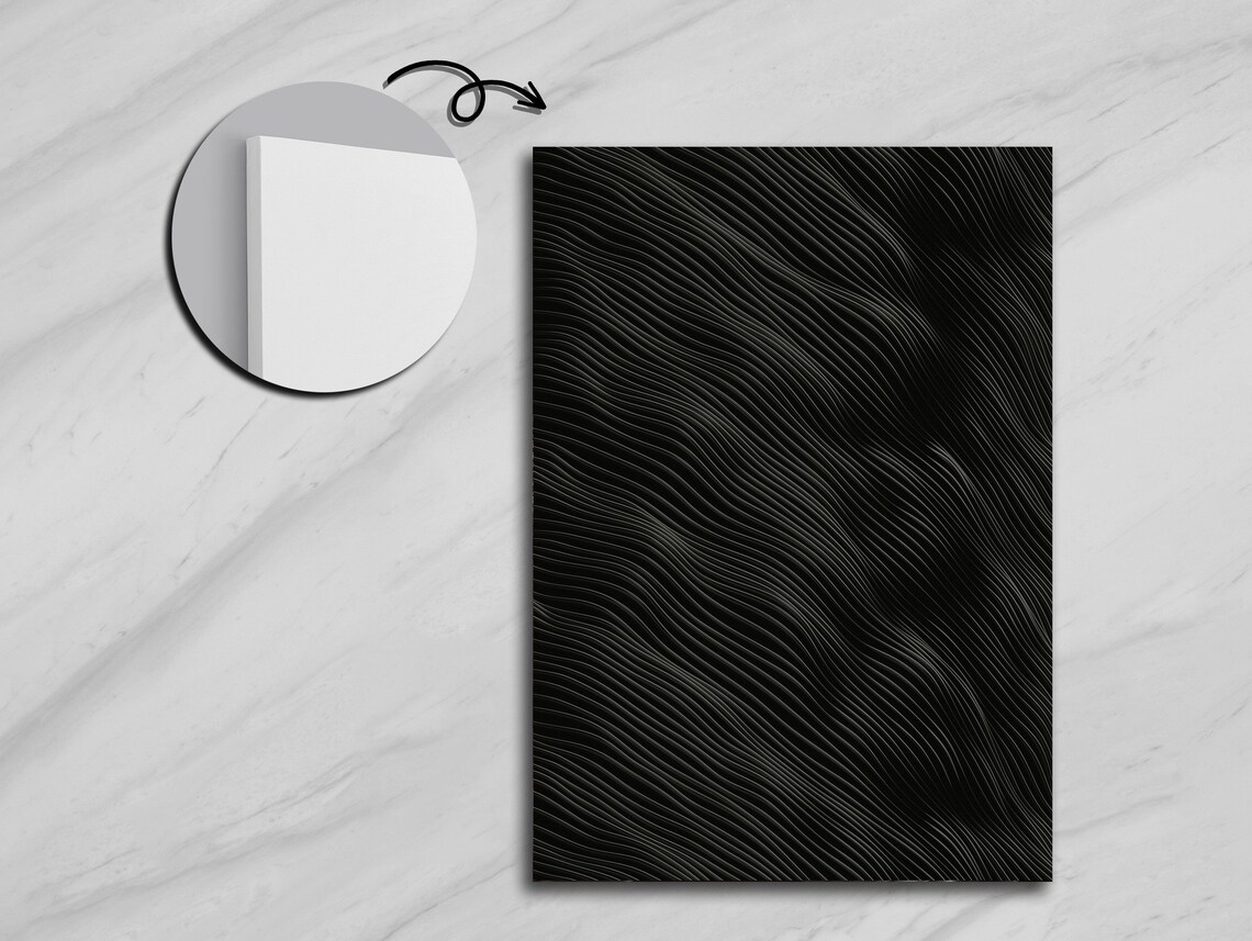 Black Relief and Spiral Lines Abstract Art