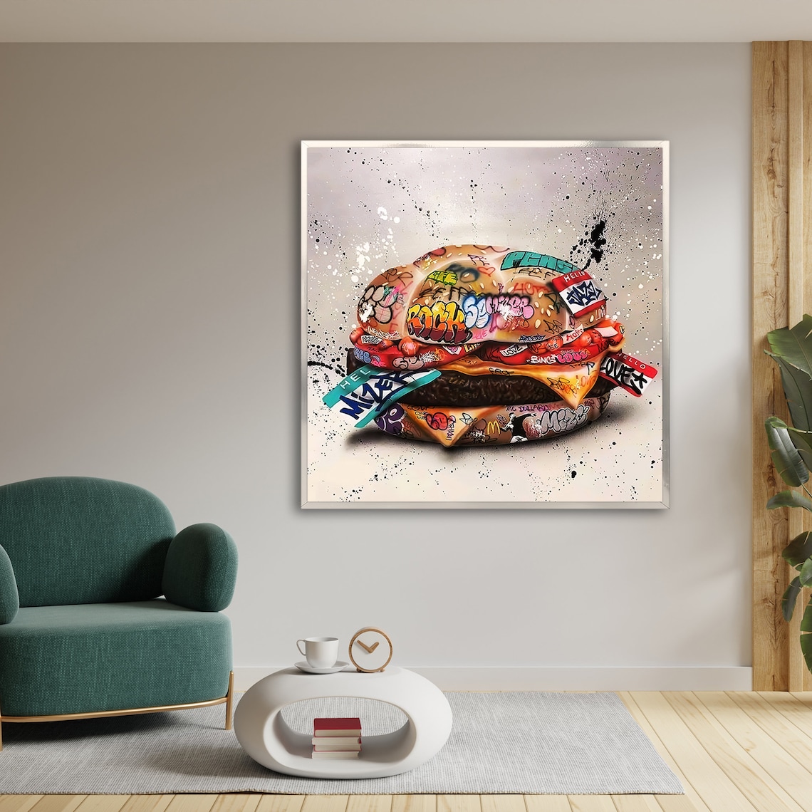 Bold Graffiti Burger, Vibrant Urban Pop Art - Image 3