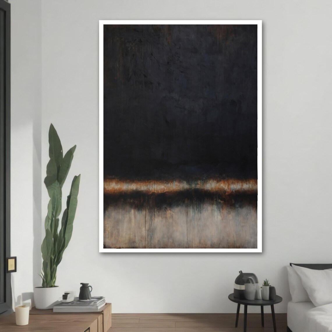 Abstract Dark Gradient Painting, Modern Art Gift - Image 2