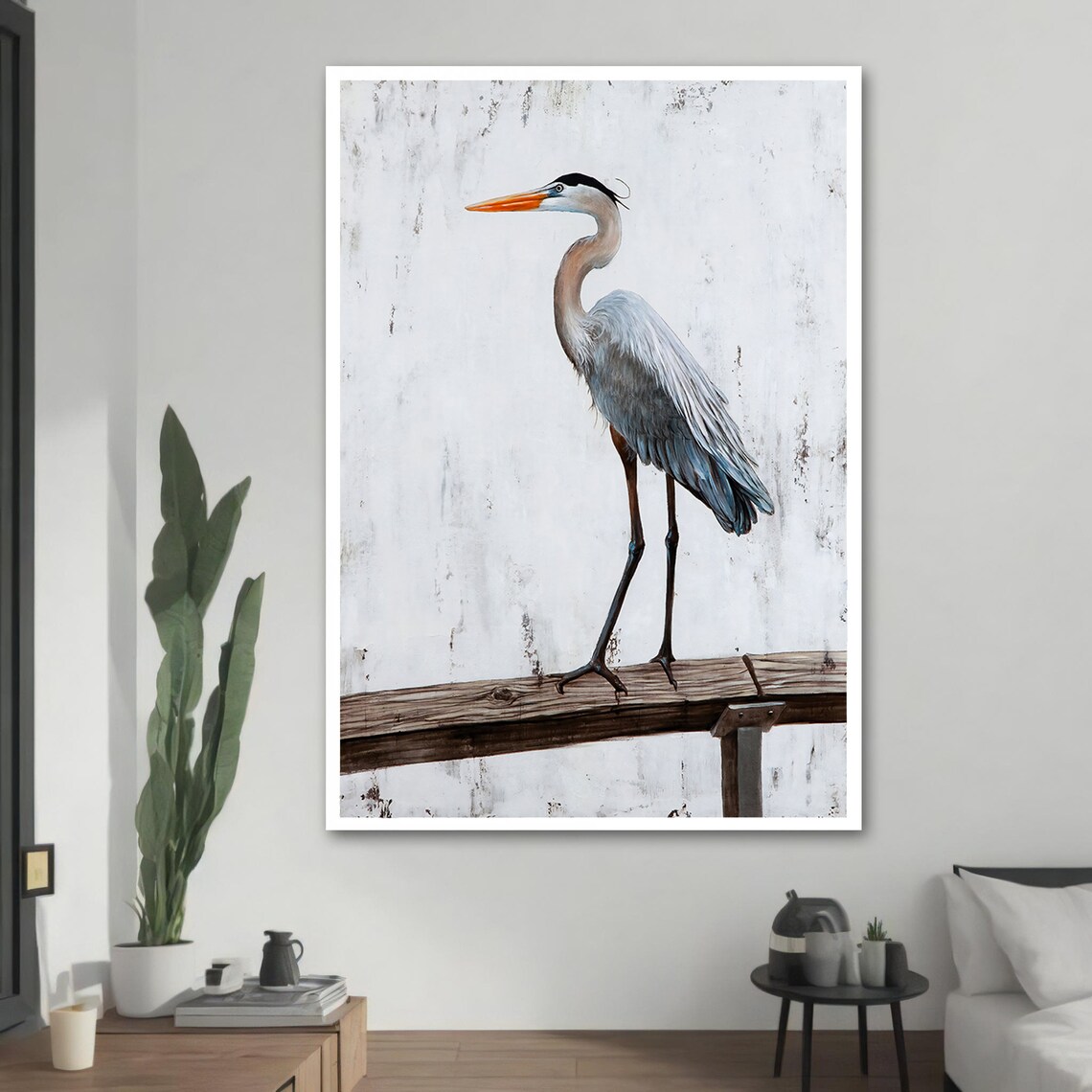 Elegant Heron Painting, Bird Art for Nature Lovers - Image 2