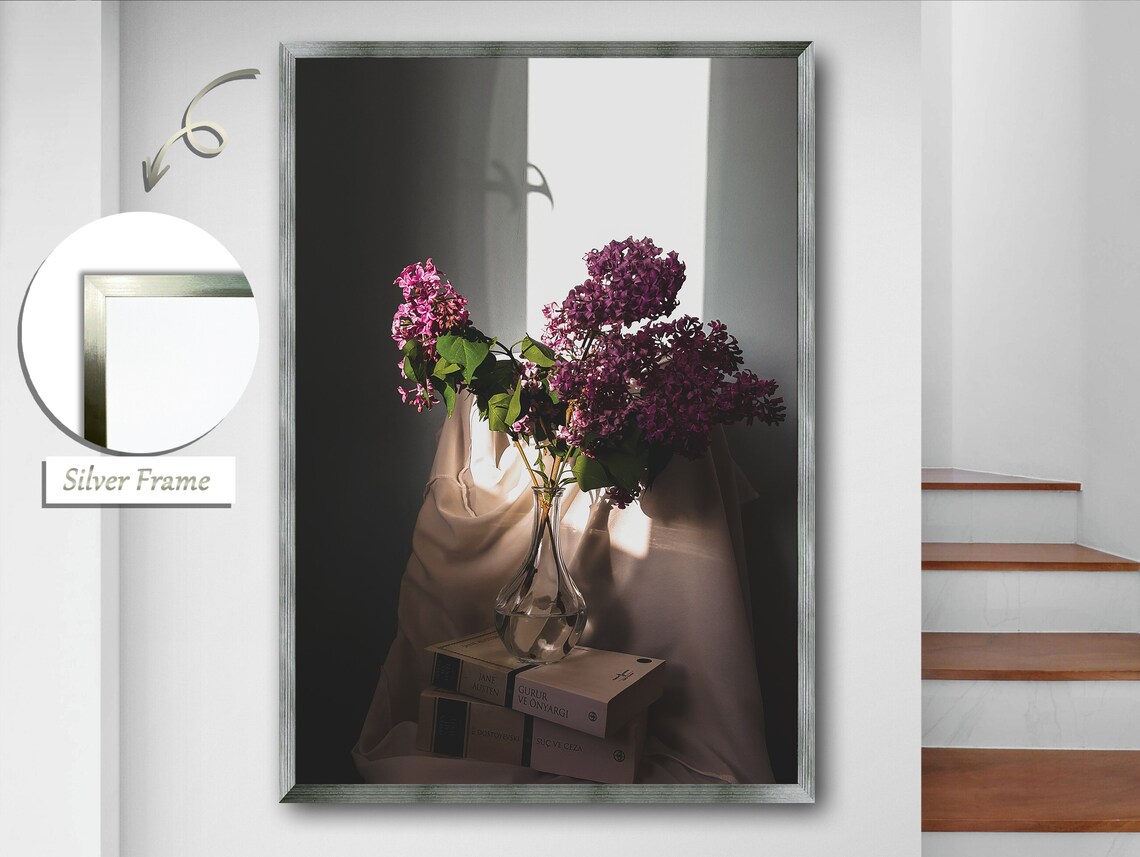 Lavender in a Pot on Books, Tranquil Wall Art - Image 2