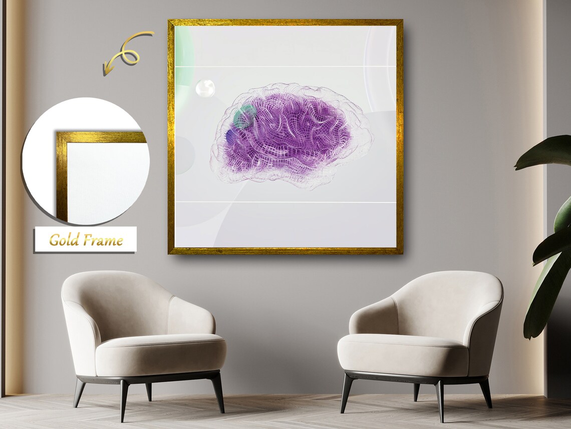 Brain With Transparent Layers, Purple Accents Art Print - Image 4