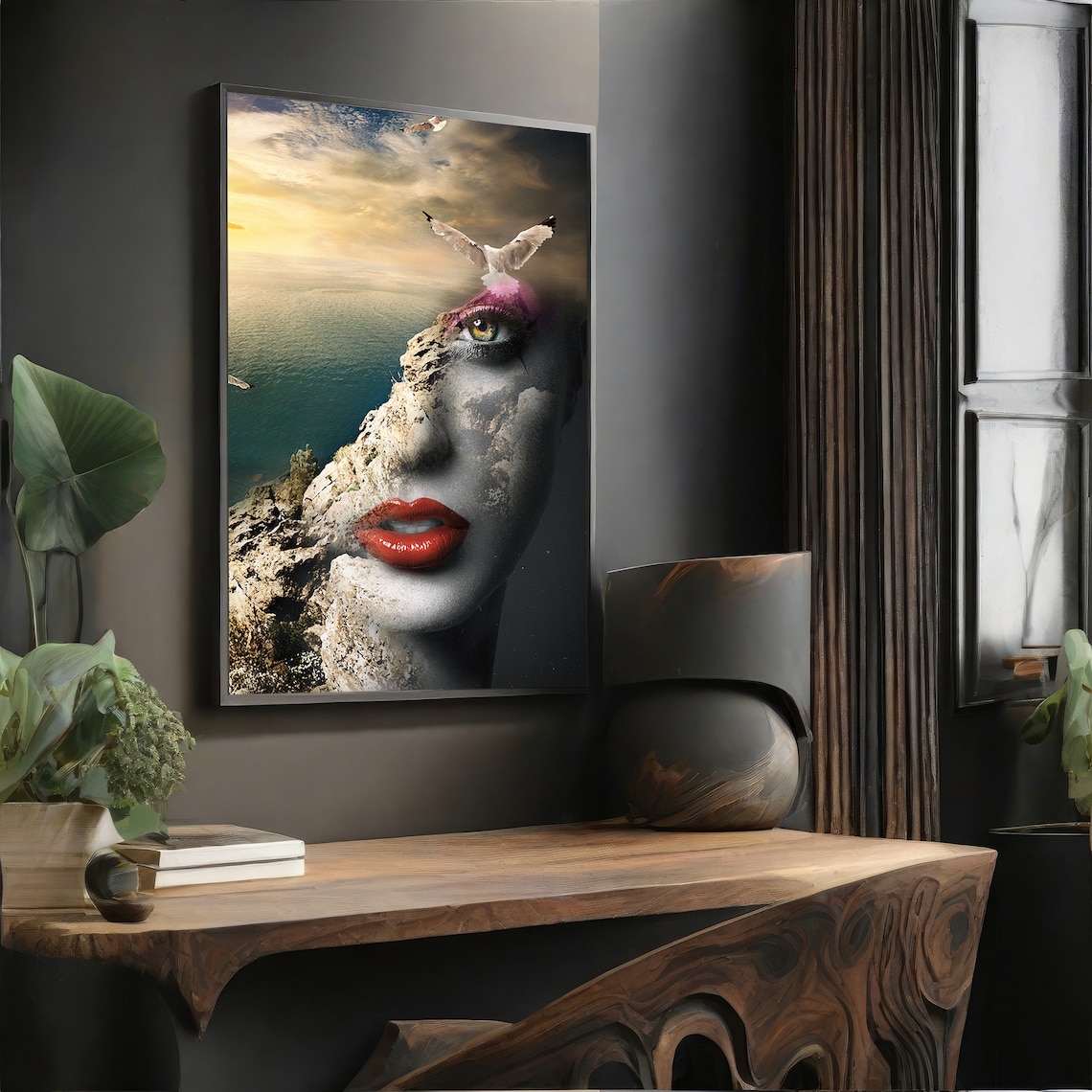 Surreal Woman And Seascape, Modern Painting