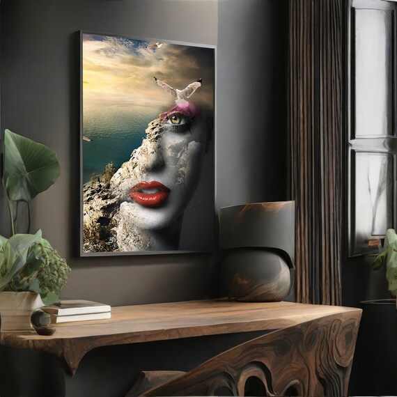 Surreal Woman And Seascape, Modern Painting