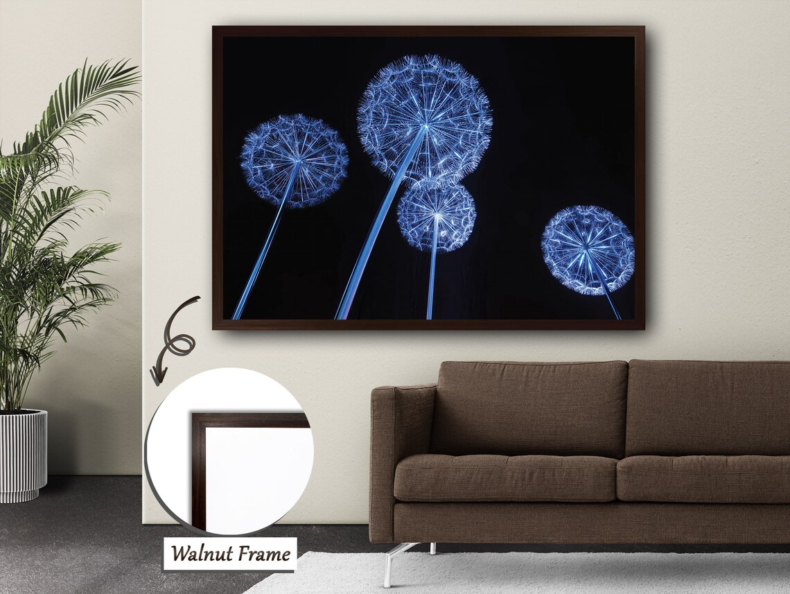 Illuminated Dandelion, Blue Glow Night Blossom - Image 4