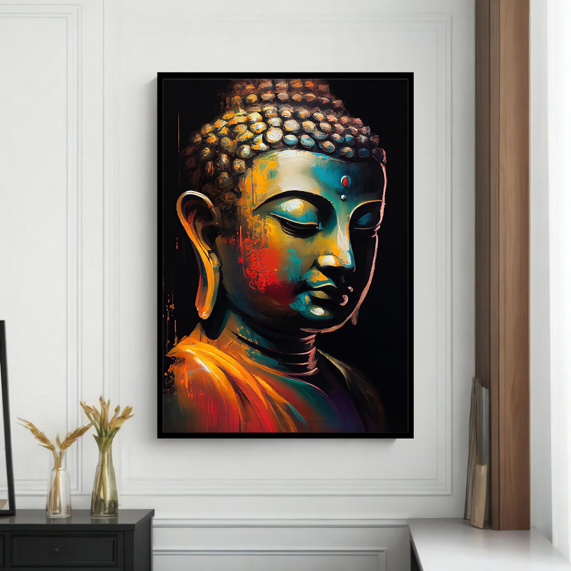 Colorful Buddha Portrait, Zen Home Decor - Image 4