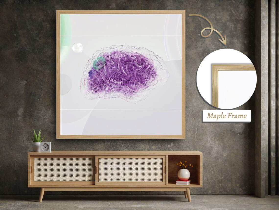Brain With Transparent Layers, Purple Accents Art Print