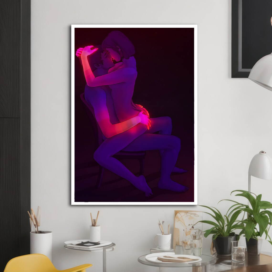 Neon Embrace Erotic Nude Couple, Romantic Gift - Image 2