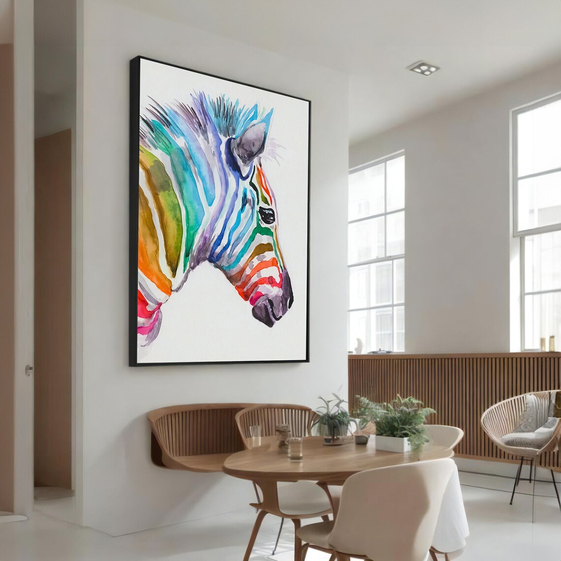 Colorful Zebra Painting, Vibrant Animal Art