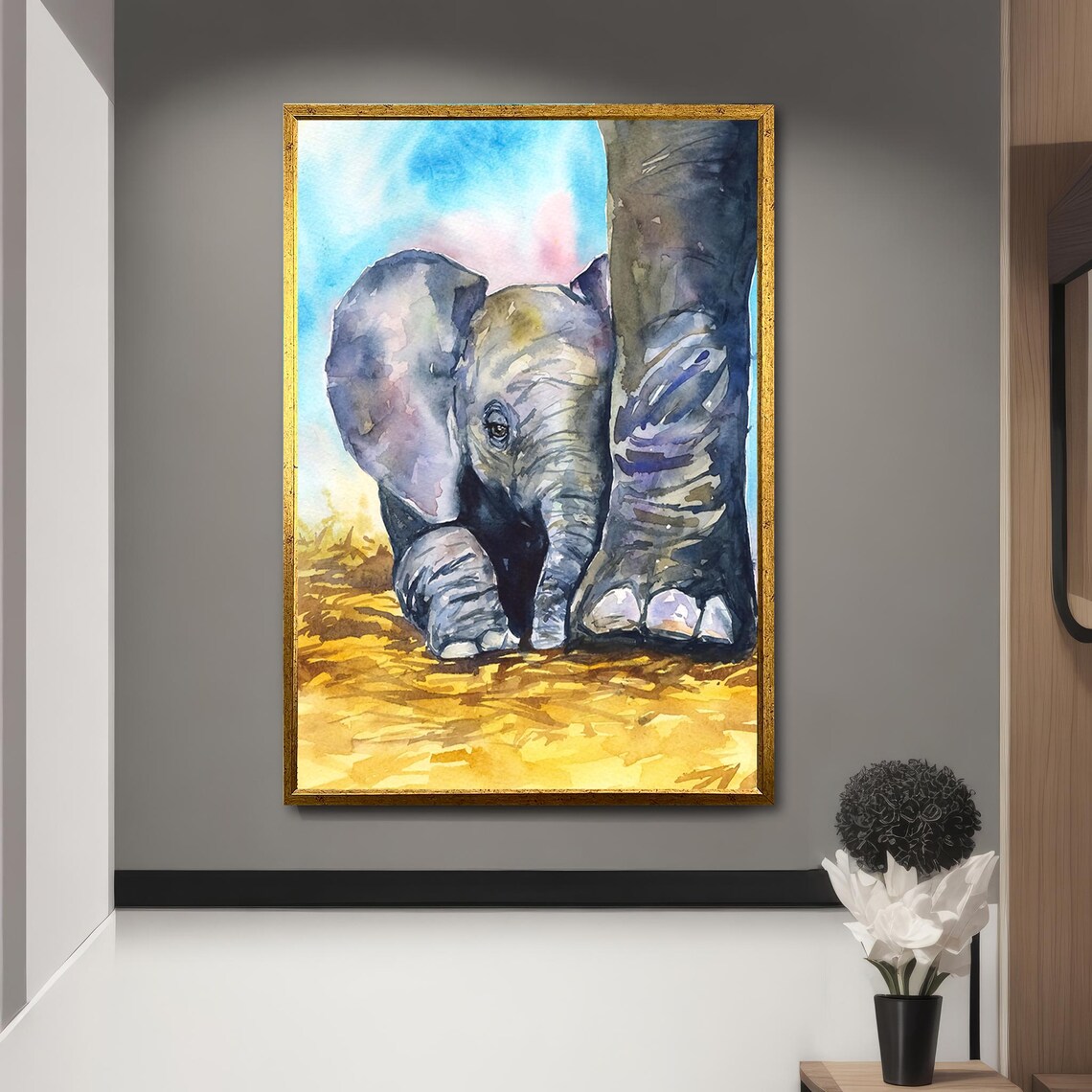 Baby Elephant Art Print, Heartwarming Animal Gift - Image 4