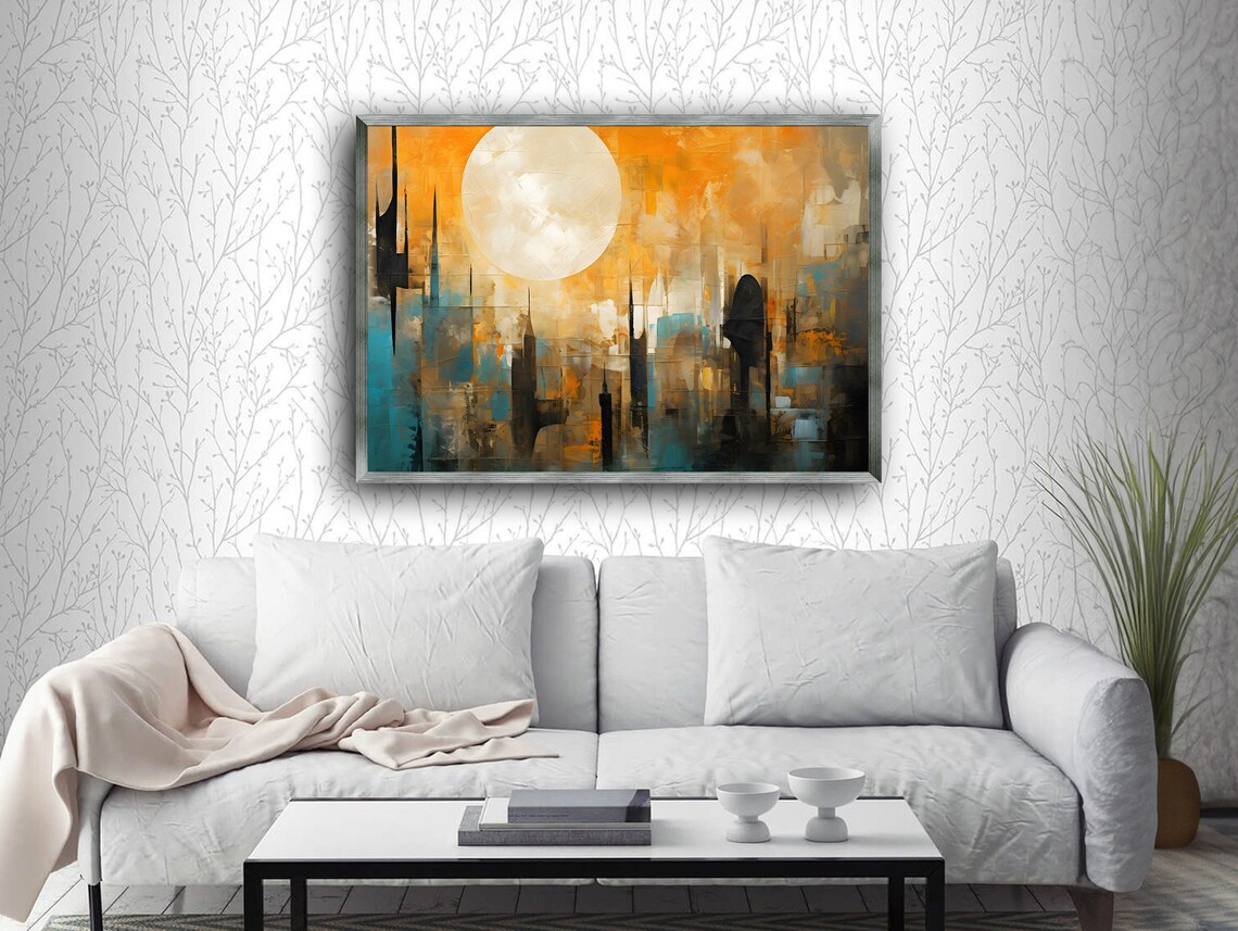 Moonlit Metropolis Night Sky, Modern Decor Art Print - Image 5