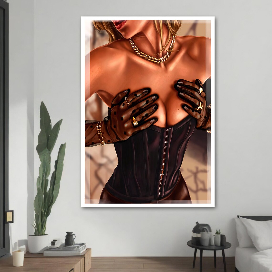Bold Corset And Gloves Female Portrait Art - Image 3