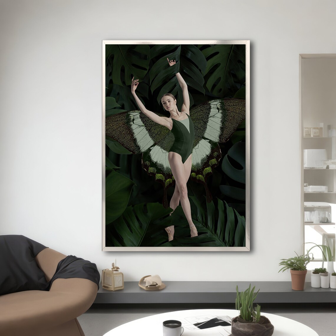 Elegant Ballet Dancer With Butterfly Wings, Wall Art Print - Image 3