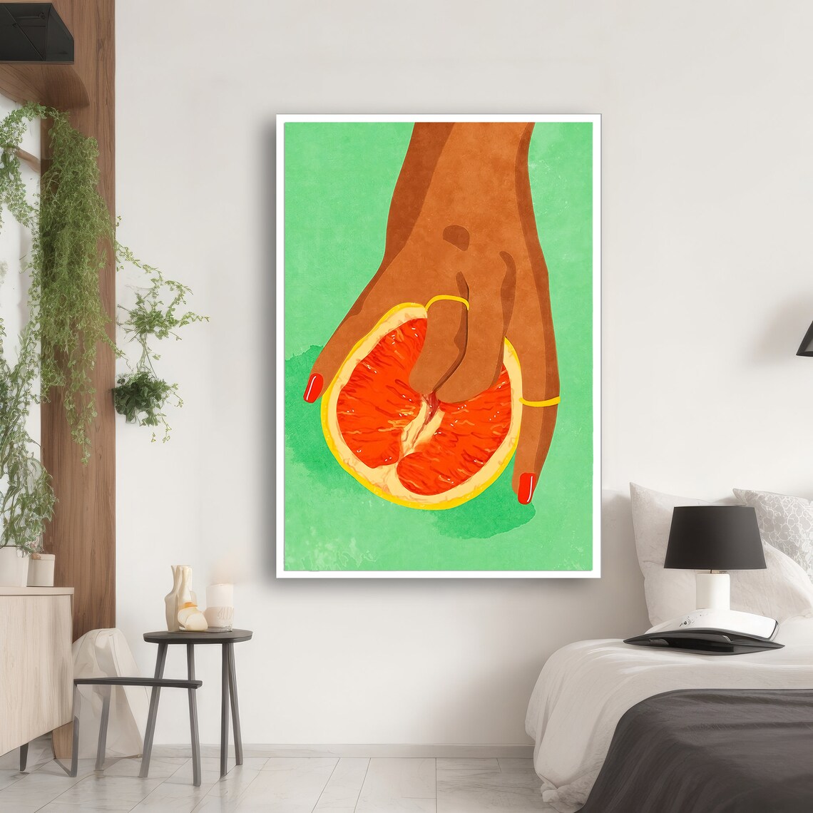 Grapefruit Hand Abstract, Colorful Modern Painting - Image 2
