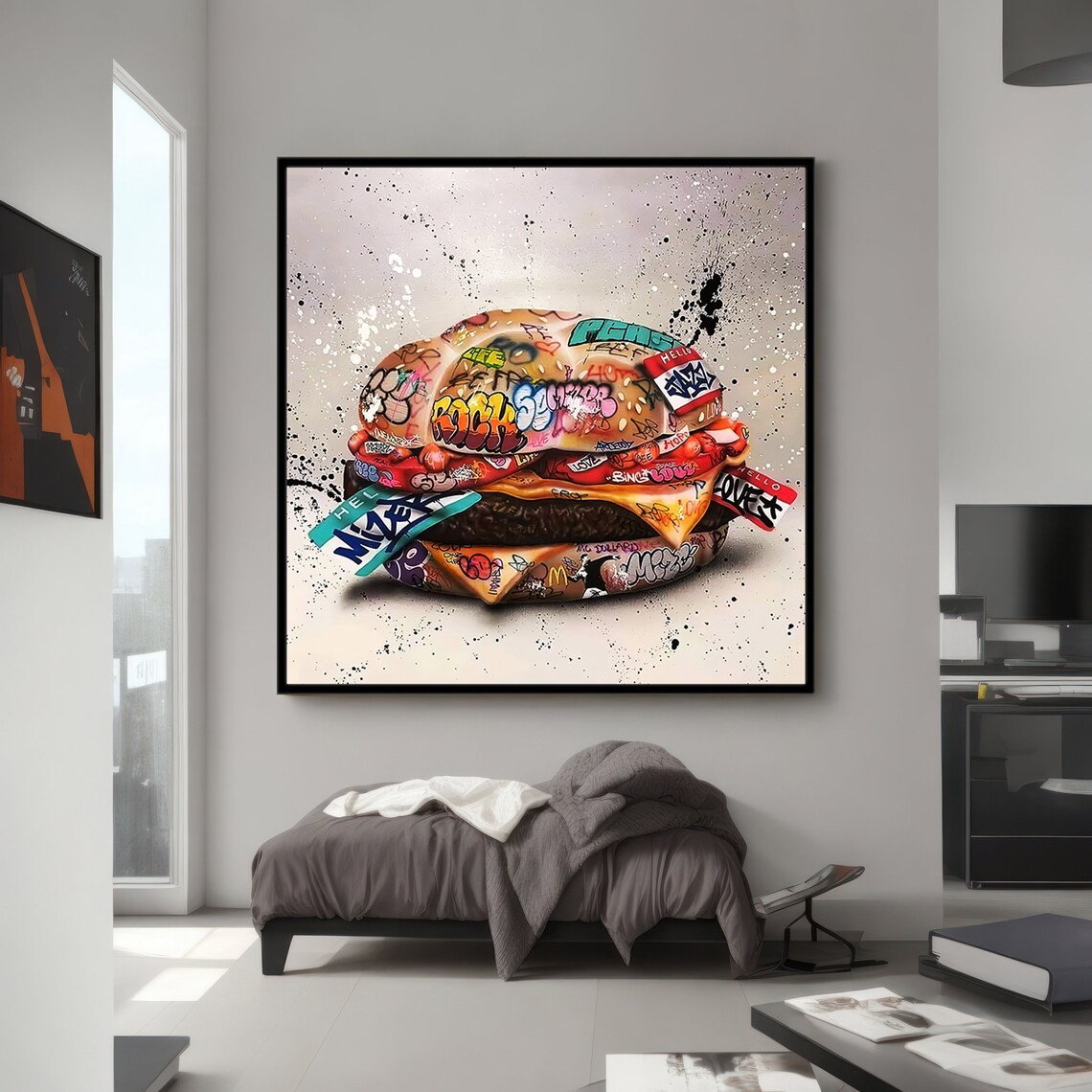 Bold Graffiti Burger, Vibrant Urban Pop Art - Image 4