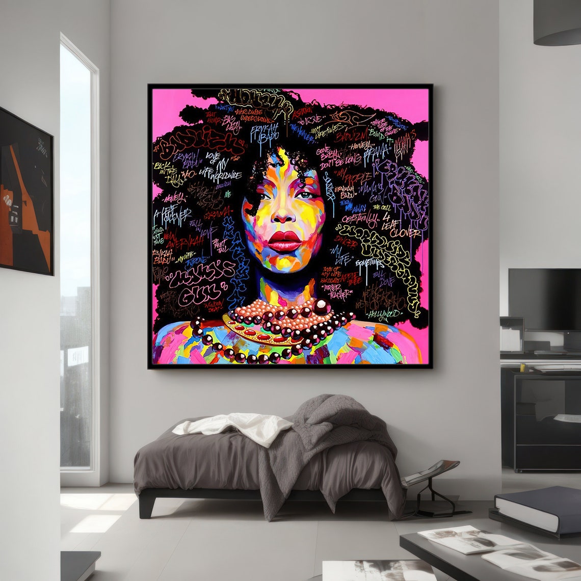 Graffiti Portrait Of Woman, Bold Urban Decor - Image 4