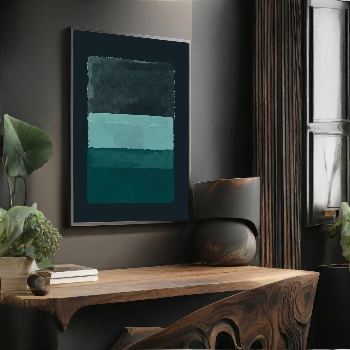 Rothko Inspired Abstract Painting, Green Gradient