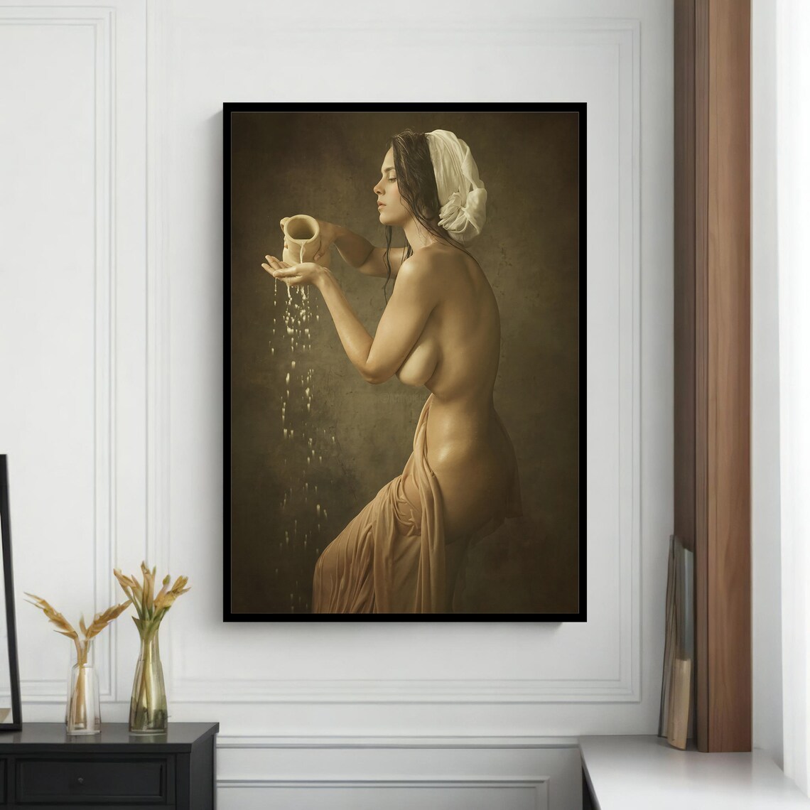 Nude Woman Pouring Water, Classic Art Gift - Image 4