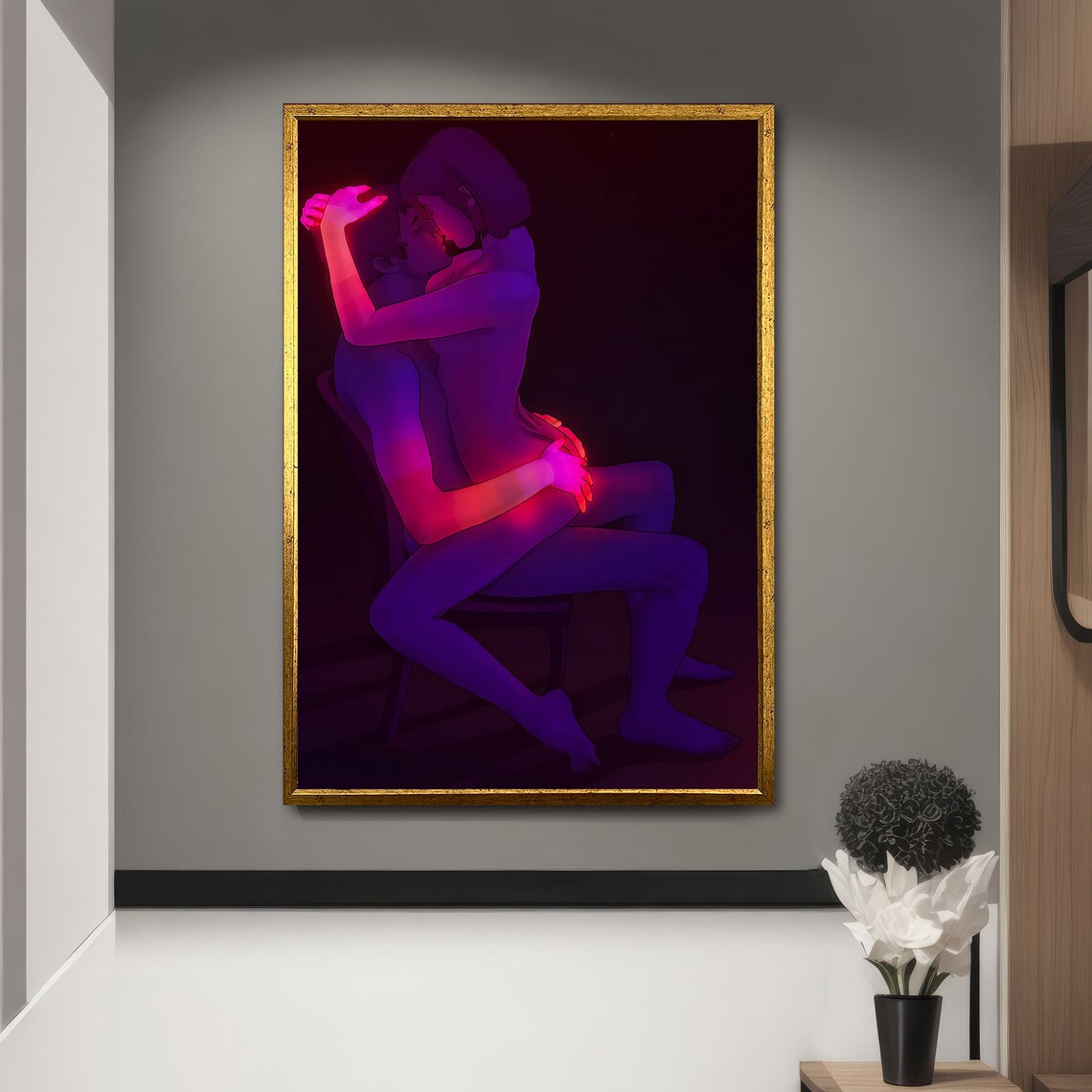 Neon Embrace Erotic Nude Couple, Romantic Gift - Image 5