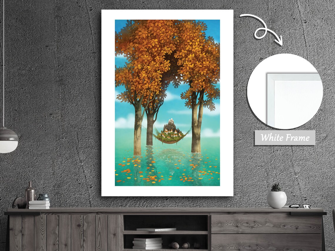 Three Trees Overlooking the Sea, Coastal Landscape