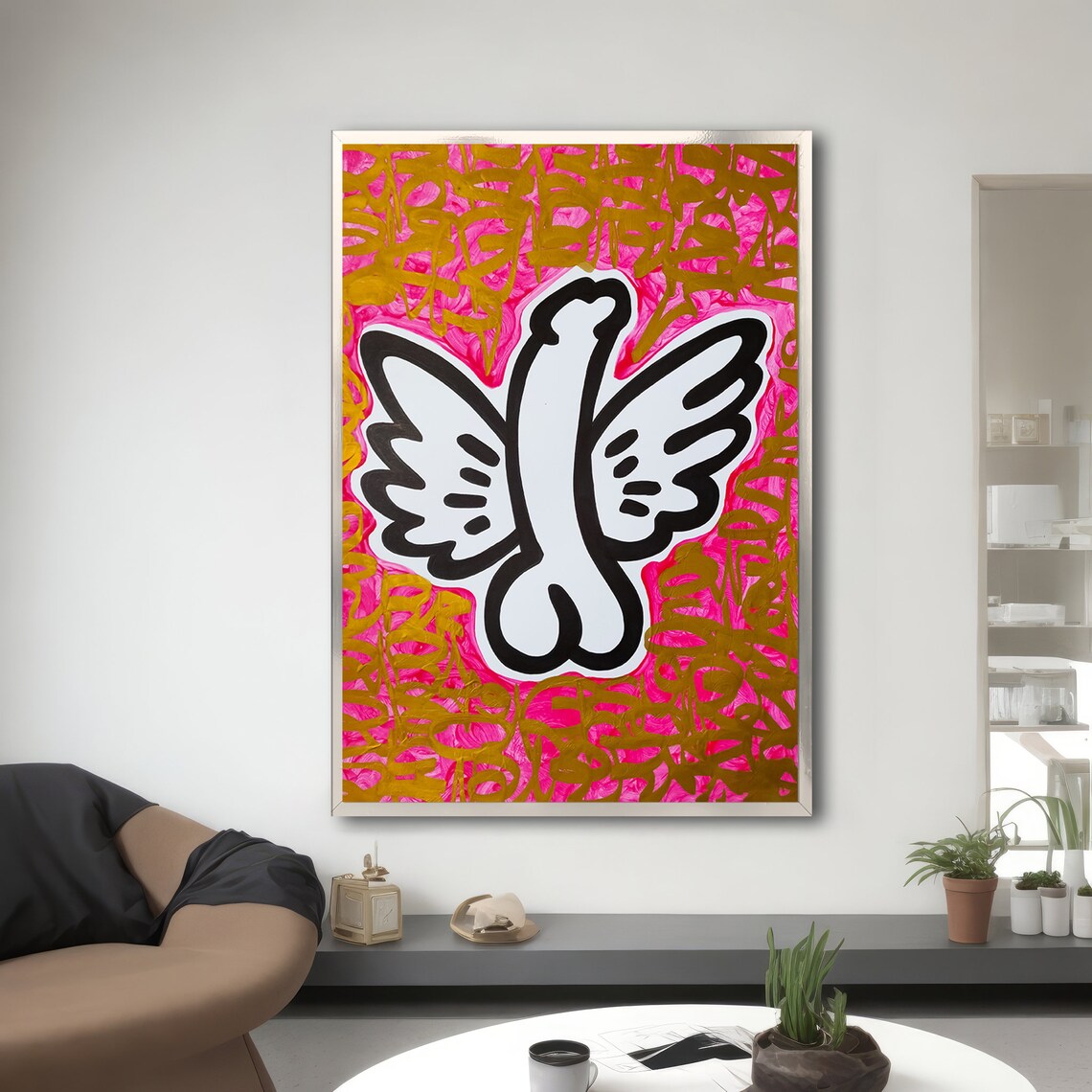 Modern Abstract Winged Figure, Gift for Contemporary Art Lovers - Image 3