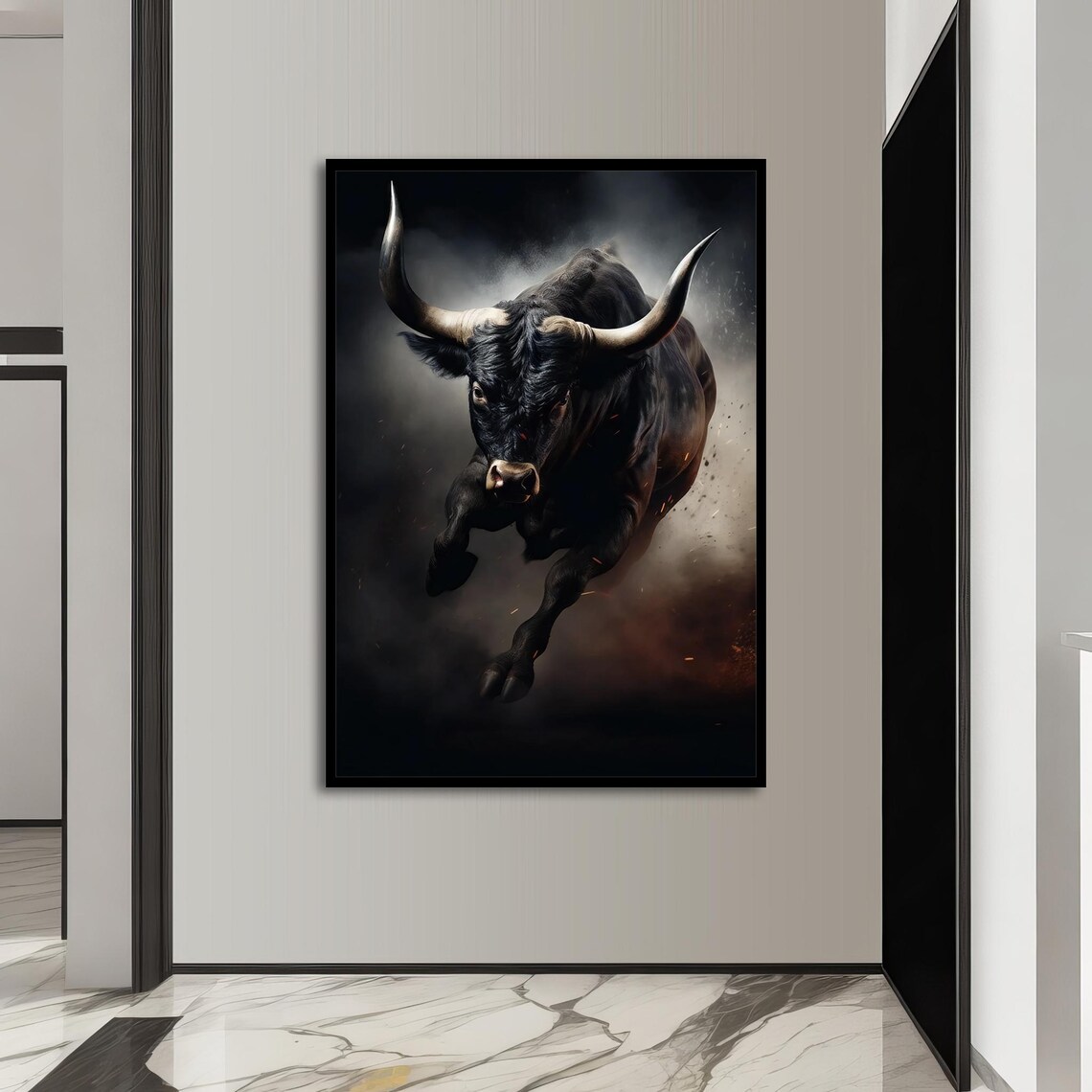 Black Cow Landscape Poster, Nordic Rustic Decor - Image 4