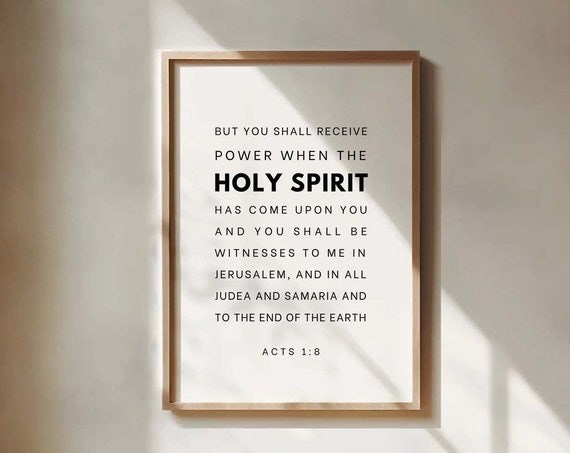 Acts 18 Nkjv You Shall Receive Power When The Holy Spirit Has Come Upon Bible Verse Wall Art Christian Decor Scripture Print