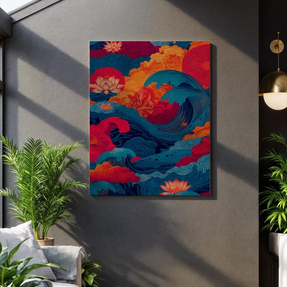 Ganesha Ocean Blessings Mystic Saffron Tones Serene Temple Scene Spiritual Mandala Pattern Vibrant Chakra Symbolism Serenity Gift